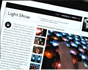 Image of an interactive electronic magazine.